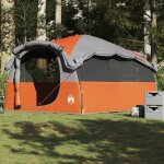 Tente familiale tunnel 6 personnes gris et orange impermable