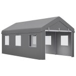 Tente garage carport dim. 6l x 2, 95l x 2, 78h m acier galvanis� pe haute densit� 2 portes 6 fen�tres ...