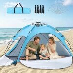 Tente de plage pop up anti uv 50 + pour 2 - 3 pers, 3 entr�es, sacs de sable, crochet.
