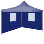 Tente de rception pliable avec 2 parois 2x2 m acier bleu