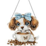 Teppc - diy chien diamond painting pendentif, animal pendant broderie diamant kit avec chane, pour jardin ...