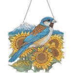 Teppc - diy oiseau diamond painting pendentif, tournesol pendant broderie diamant kit avec chane, pour ...