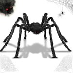 Teppc - halloween araigne gante, noire araigne effrayante, araigne poilue ralistes, araigne dcorative, ...