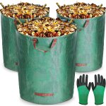 Teppd - sacs de jardin 3x300l, sac de dchets de jardin en polypropylne extrmement robuste (pp), pliables ...