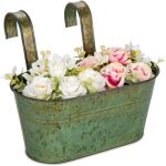 Teppe - lot de 2 pots de fleurs galvaniss a suspendre avec crochet amovible en zinc pour intrieur ou ...