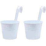Teppe - lot de 2 pots de fleurs suspendus - en mtal - pour balcon, clture, jardin, mur - blanc (blanc) ...
