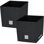 Teppe - ® 2 x pot de fleur carr de 4l avec insert pot en plastique anthracite pot intrieur pot de ...