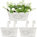 Teppe - 2pcs pots de fleur suspendus en métal 27cm blanc grands pots de plantes à suspendre avec deux ... Teppe - 2pcs pots de fleur suspendus en métal 27cm blanc grands pots de plantes à suspendre avec deux ...