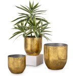 Teppe - lot de 3 pots de fleurs d'extrieur galvaniss en zinc - pots de fleurs vintage ronds - pot de ...