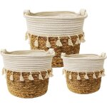 Teppe - 3pcs caches pot fleur en osier, panier à plantes d'intérieur bohème, pots de fleurs jardin décoratif ... Teppe - 3pcs caches pot fleur en osier, panier à plantes d'intérieur bohème, pots de fleurs jardin décoratif ...