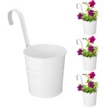 Teppe - lot de 4 pots de fleurs suspendus style shabby - en mtal - avec crochet - pour extrieur, balcon, ...