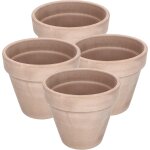 Teppe - ® lot de 4 pots de fleurs en terre cuite, moka, diamtre : 15 cm, avec bordure, pour l'intrieur ...