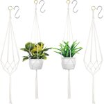 Teppe - lot de 4 suspensions en macramé, corbeille suspendue, corde en coton, pour plantes avec 4 crochets ... Teppe - lot de 4 suspensions en macramé, corbeille suspendue, corde en coton, pour plantes avec 4 crochets ...