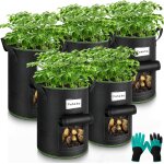 Teppe - 5 sac plantation pomme de terre avec gants de jardinage, 30l non tissé, culture avec poignées ... Teppe - 5 sac plantation pomme de terre avec gants de jardinage, 30l non tissé, culture avec poignées ...