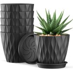 Teppe - lot de 6 pots de fleurs de 10 cm u2013 motif gaufré avec soucoupe, en plastique avec trous, pour ... Teppe - lot de 6 pots de fleurs de 10 cm u2013 motif gaufré avec soucoupe, en plastique avec trous, pour ...