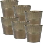 Teppe - lot de 6 pots de fleurs d'extrieur galvaniss en zinc - pots de fleurs vintage ronds - pot de ...