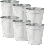 Teppe - lot de 6 pots de fleurs d'extrieur galvaniss en zinc - pots de fleurs vintage ronds - pot de ...