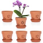 Teppe - 6pcs pots de fleurs en terre cuite avec trous et soucoupes petits pots pour plante à lâ¿extérieur ... Teppe - 6pcs pots de fleurs en terre cuite avec trous et soucoupes petits pots pour plante à lâ¿extérieur ...
