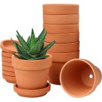 Teppe - lot de 8 petits pots en terre cuite, 8x8 cm, ronds en argile avec soucoupe et trou de vidange, ... Teppe - lot de 8 petits pots en terre cuite, 8x8 cm, ronds en argile avec soucoupe et trou de vidange, ...
