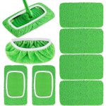 Teppe - 8 pièces de housses pour balai , lingettes sèches vertes, tampons de nettoyage réutilisables, ... Teppe - 8 pièces de housses pour balai , lingettes sèches vertes, tampons de nettoyage réutilisables, ...