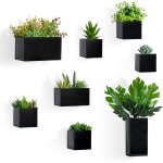Teppe - 8pcs jardinières murales carré rectangulaire noir pots de fleurs suspendus métal porte - plante ... Teppe - 8pcs jardinières murales carré rectangulaire noir pots de fleurs suspendus métal porte - plante ...
