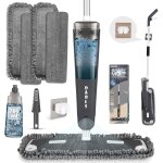 Teppe - balai pulvrisateur en microfibre pour nettoyage du sol, essorage a 360 degrs avec 4 tampons ...