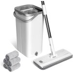 Teppe - balai serpillre microfibre, serpillre balai a plat et 5 tampons rutilisables, serpillre seau ...
