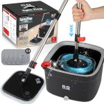 Teppe - ensemble de seaux si mo 360 avec essoreuse et 4 tampons en microfibre avec poigne tlescopique ...