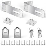 Teppe - loquet de cadenas agrafe set - 2 pièces verrou porte exterieur avec clé, argent moraillon de ... Teppe - loquet de cadenas agrafe set - 2 pièces verrou porte exterieur avec clé, argent moraillon de ...