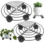 Teppe - porte plante  roulettes, 2 pice supports de pots de fleurs  roulettes mtal avec roues verrouillabl ...
