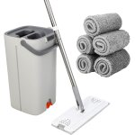 Teppe - serpillere microfibre, balai serpillre et seau 2 en 1, seau essoreur avec 5 tampons en microfibre ...