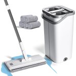 Teppe - serpillire seau essoreur, serpillre microfibre plat avec manche inox, balai plat rotative 360 ...