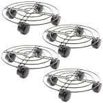 Teppe - support de pot de fleurs en mtal a roulettes, lot de 4 supports pour pots de plantes d'intrieur ...