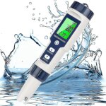 Testeur de ph 5 en 1 pour eau, ph / tds / ec / temperature / sel, pour piscine d'eau salee, resolution ...
