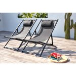 Tevata, lot de 2 transats alu gris