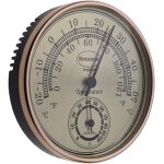 Thermomètre hygromètre avec cadran doré pour jardin, serre, bureau, mesure la température et l'humidité ... Thermomètre hygromètre avec cadran doré pour jardin, serre, bureau, mesure la température et l'humidité ...