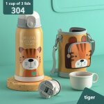 Thermos en acier inoxydable de 550ml pour enfants, bouteille d'eau portable avec paille, livr avec un ...