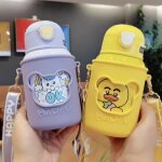 Thermos en paille pour enfants, dessin anim�, tasse en acier inoxydable, bracelet en silicone portable, ...