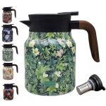 Thermos a the floral vintage avec infuseur integre, carafe isotherme en acier inoxydable 1000 ml pour ...