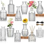 Tianyi - lot de 12 mini vases en verre vintage - petits centres de table transparents de diffrentes ...