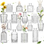 Tianyi - lot de 16 mini vases vintage en verre - petits centres de table transparents de diffrentes ...