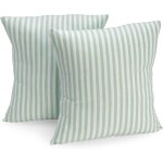 Tianyi - lot de 2 housses de coussin, 50 x 50 cm, couleur au choix, rayes menthe / blanches, 100 % coton, ...