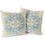 Tianyi - lot de 2 housses de coussin boho blanc floral design antique et vintage, motif double face - ...