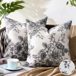 Tianyi - lot de 2 housse de coussin exterieur impermeable housse coussin 40x40 printemps et fleur noire ...