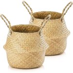 Tianyi - lot de 2 paniers de rangement en jonc de mer, ronds, panier  linge avec poigne, panier tiss, ...