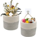 Tianyi - 2 pièces paniers suspendus corde coton petit panier rangement tissé 5, 9 pouces, corde coton ... Tianyi - 2 pièces paniers suspendus corde coton petit panier rangement tissé 5, 9 pouces, corde coton ...