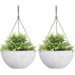 Tianyi - 2 pièces pots de fleurs suspendus, 25cm blanc moucheté pots de fleurs suspendus avec trous de ... Tianyi - 2 pièces pots de fleurs suspendus, 25cm blanc moucheté pots de fleurs suspendus avec trous de ...