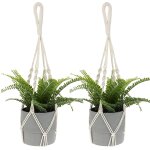 Tianyi - lot de 2 suspensions en macramé - corde en coton pour pot suspendu - décoration bohème - beige ... Tianyi - lot de 2 suspensions en macramé - corde en coton pour pot suspendu - décoration bohème - beige ...
