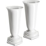 Tianyi - lot de 2 vases funraires avec socle - dcoration funraire - en plastique (blanc, Ø 15 cm) ...