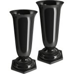 Tianyi - lot de 2 vases funraires avec socle - dcoration funraire - en plastique (noir, Ø 13 cm)